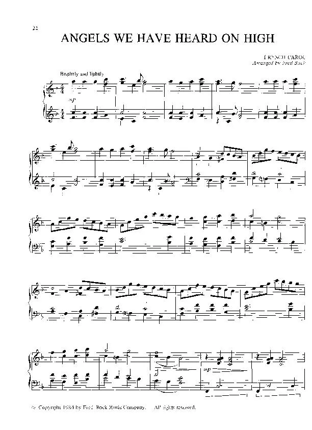 télécharger la partition d'accordéon Angels we have heard on high (Arrangement : Fred Bock) (Chant de Noël) au format PDF