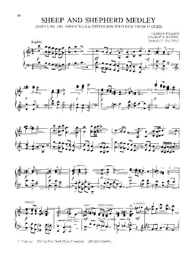 télécharger la partition d'accordéon Sheep and shepherd medley (While by the sheep & While shepherds watched their flocks) (Arrangement : Fred Bock) (Chant de Noël) au format PDF
