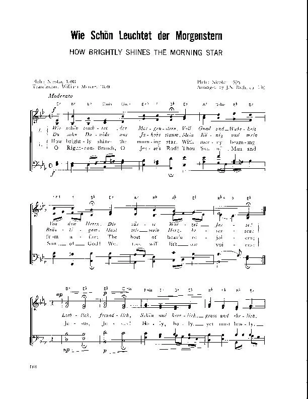 télécharger la partition d'accordéon Wie schön leuchtet der Morgenstern (How brightly shines the morning star) (Arrangement : Johann Sebastian Bach) (Chant de Noël) au format PDF