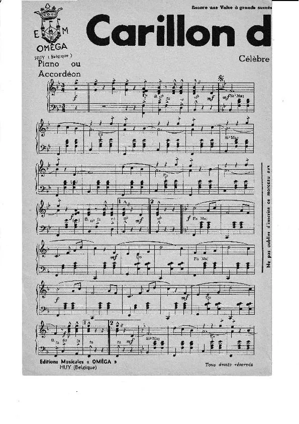 télécharger la partition d'accordéon Carillon d'Autriche (Valse) au format PDF
