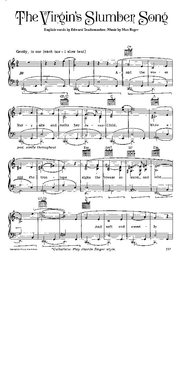 télécharger la partition d'accordéon The Virgin's slumber song (Chant de Noël) au format PDF