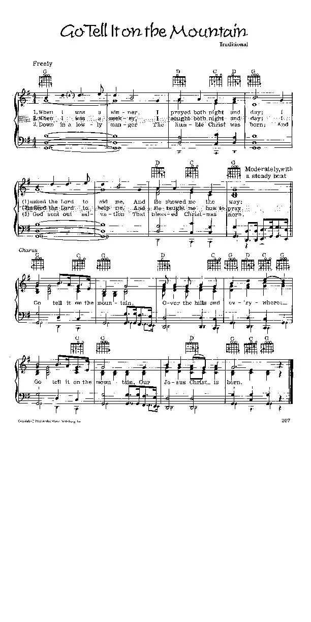 télécharger la partition d'accordéon Go tell it on the mountain (Chant de Noël) au format PDF