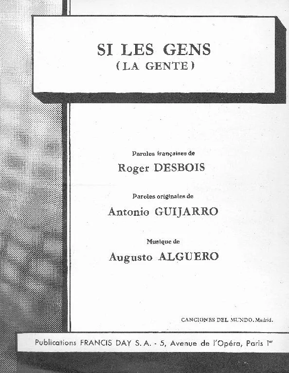 télécharger la partition d'accordéon Si les Gens (La Gente) au format PDF