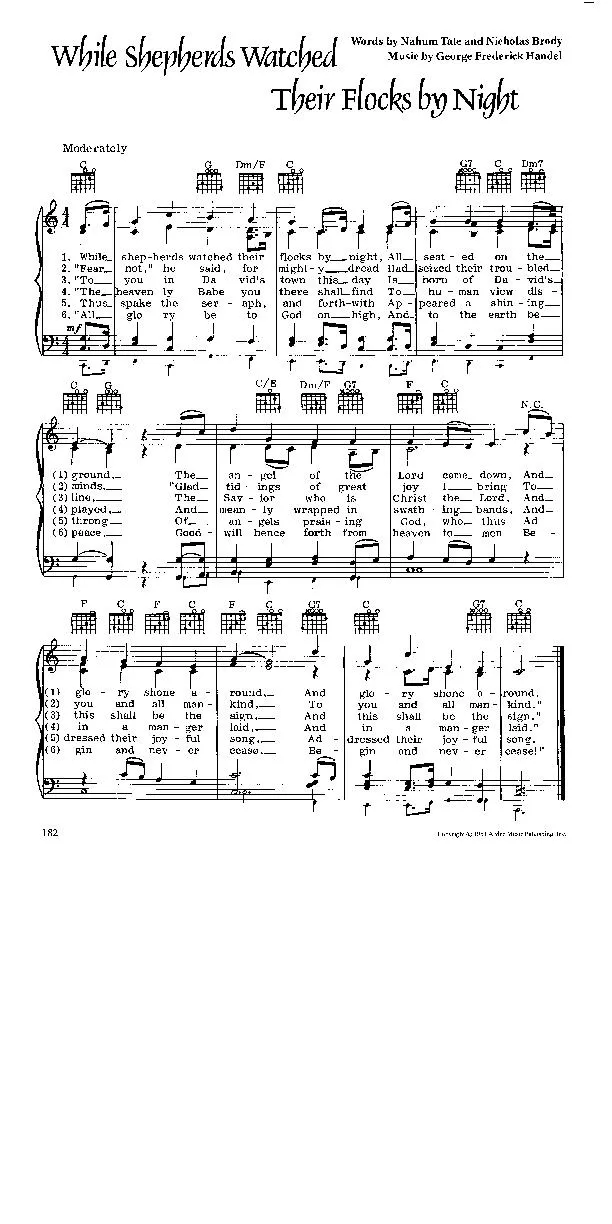 télécharger la partition d'accordéon While Shepherds watched their flocks by night (Chant de Noël) au format PDF