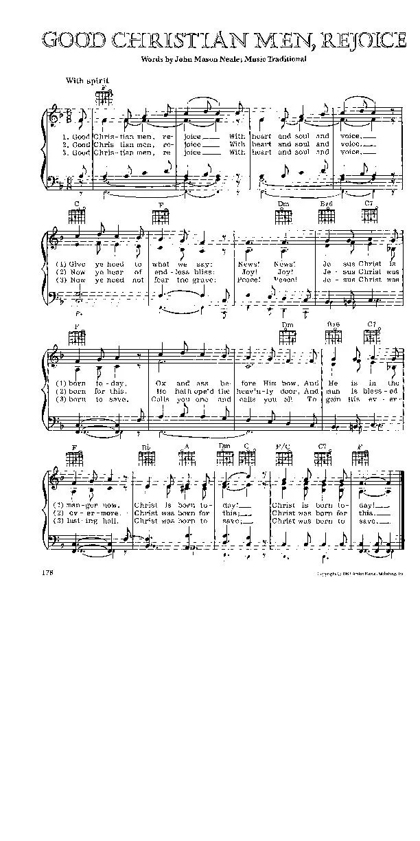 télécharger la partition d'accordéon Good Christian Men, rejoice (Chant de Noël) au format PDF