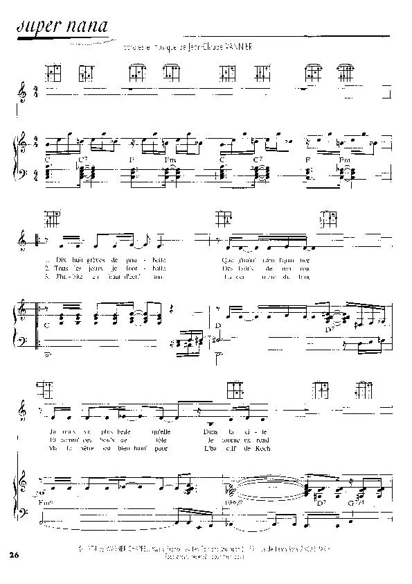 télécharger la partition d'accordéon Super nana (Chant : Michel Jonasz) (Pop) au format PDF
