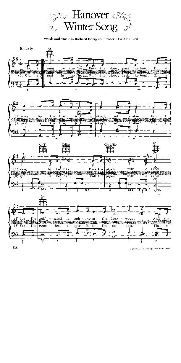 télécharger la partition d'accordéon Hanover Winter song (Chant de Noël) au format PDF