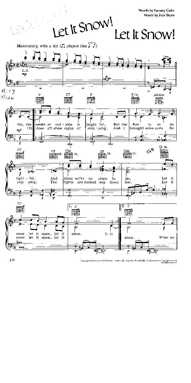 télécharger la partition d'accordéon Let it snow, let it snow, let it snow (Chant de Noël) au format PDF