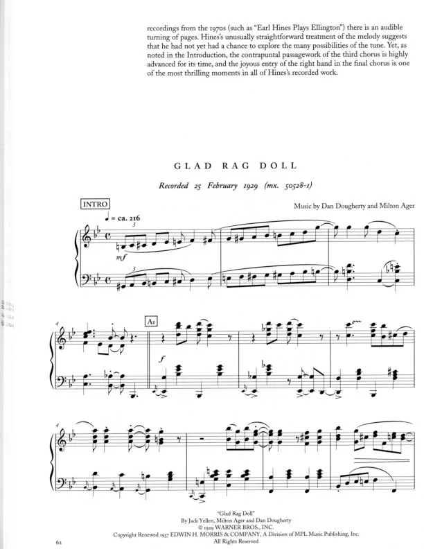 télécharger la partition d'accordéon Glad Rag Doll  (Piano) au format PDF