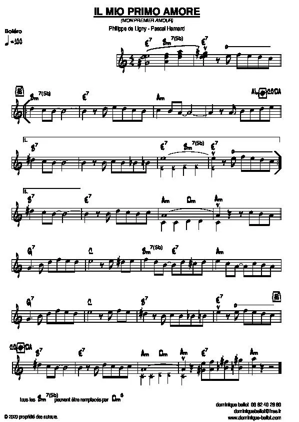 télécharger la partition d'accordéon Il mio primo amore (Mon premier amour) (Boléro) au format PDF