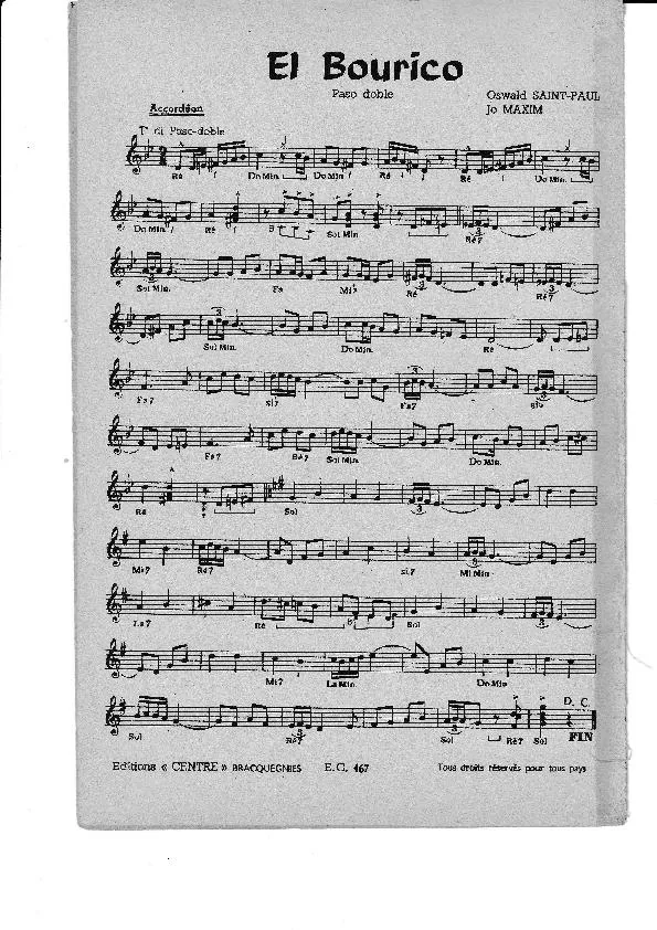 télécharger la partition d'accordéon El Bourico (Orchestration) (Paso Doble)  au format PDF
