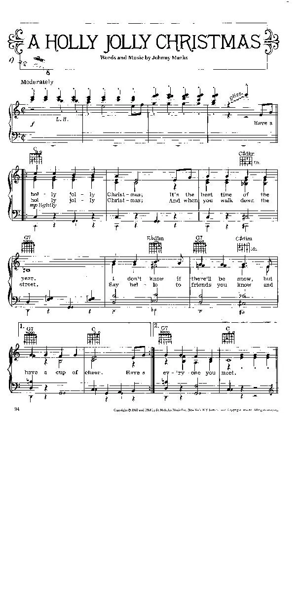 télécharger la partition d'accordéon A Holly jolly Christmas (Chant de Noël) au format PDF