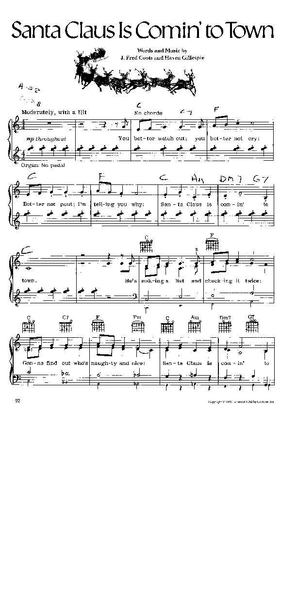 télécharger la partition d'accordéon Santa Claus is comin' to town (Chant de Noël) au format PDF