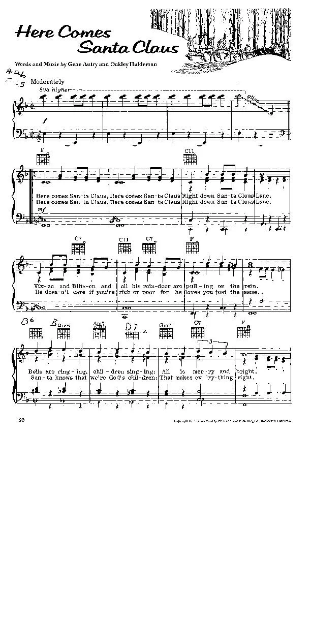 télécharger la partition d'accordéon Here comes Santa Claus (Chant de Noël) au format PDF