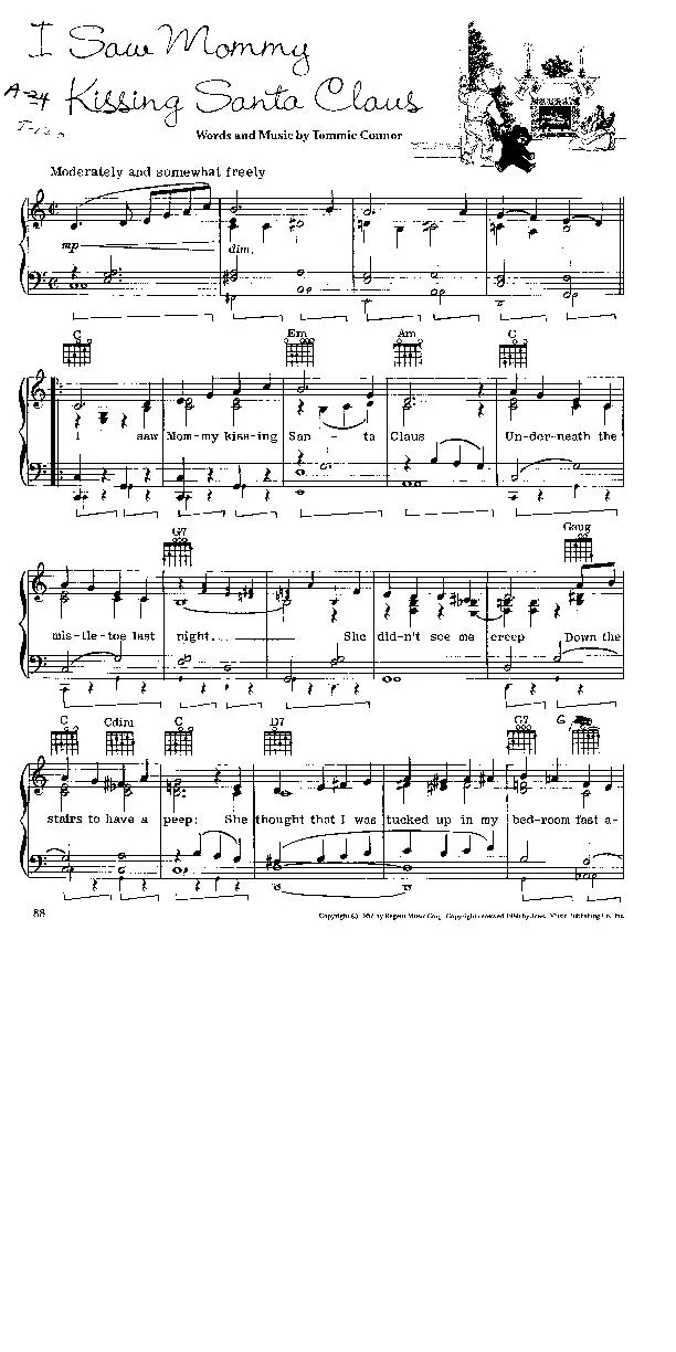 télécharger la partition d'accordéon I saw mommy kissing Santa Claus (Chant de Noël) au format PDF