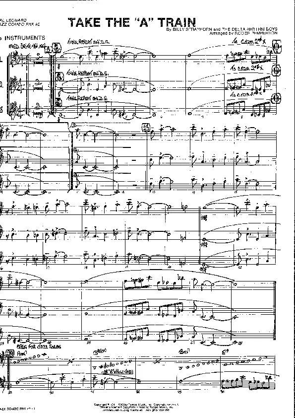 télécharger la partition d'accordéon Billy Strayhorn and The Delta Rhythm Boys : Take The A Train (Arranged By : Roger Pemberton) (Jazz Combo Pak 2) au format PDF