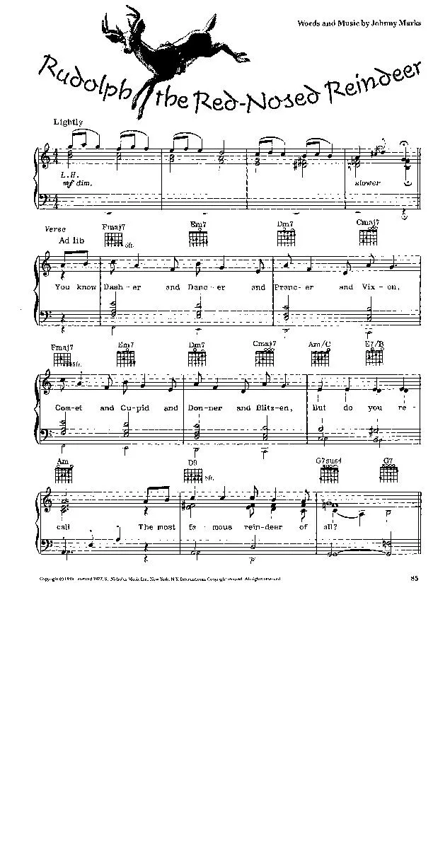 télécharger la partition d'accordéon Rudolph, the red-nosed reindeer (Chant de Noël) au format PDF