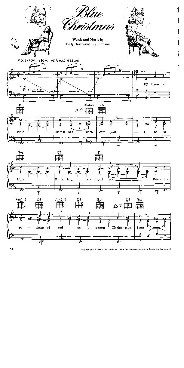 télécharger la partition d'accordéon Blue Christmas (Chant de Noël) au format PDF