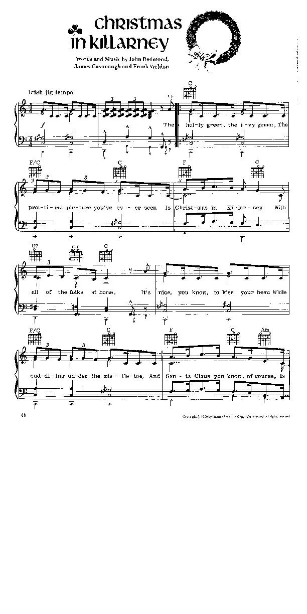 télécharger la partition d'accordéon Christmas in Killarney (Chant de Noël) au format PDF