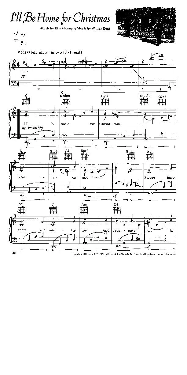 télécharger la partition d'accordéon I'll be home for Christmas (Chant de Noël) au format PDF