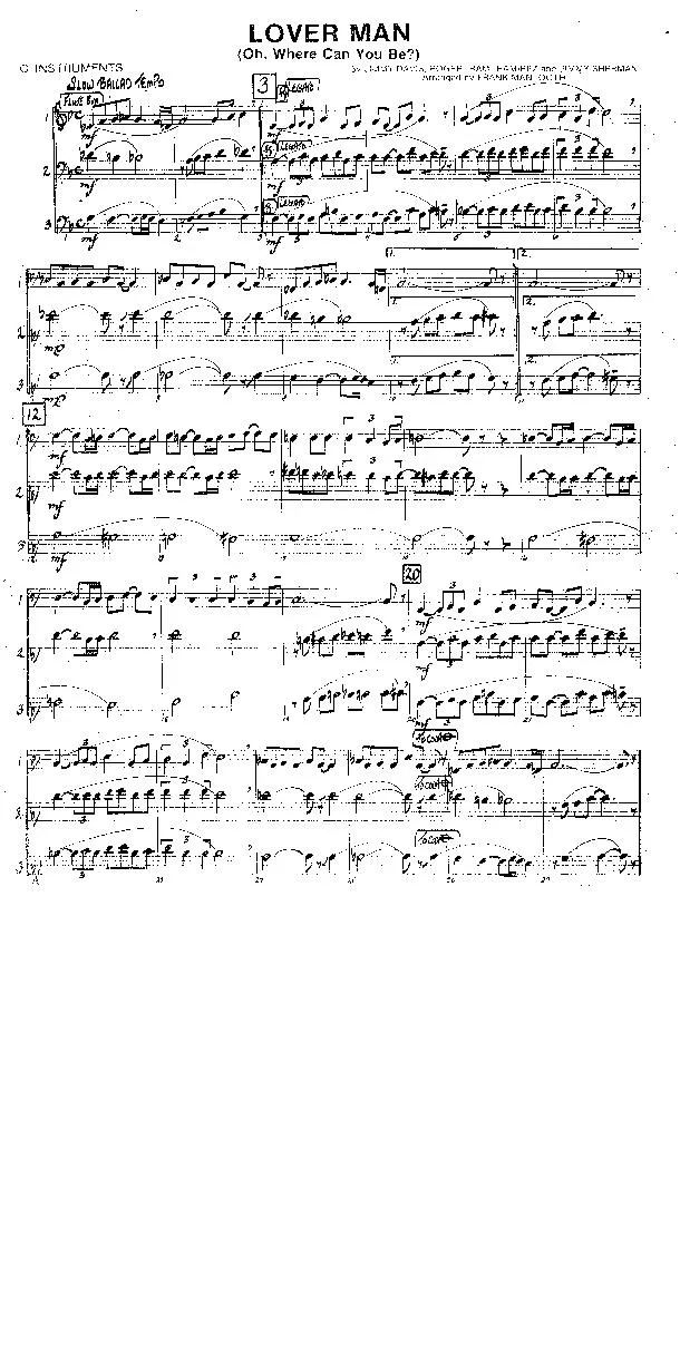 télécharger la partition d'accordéon Lover Man (Oh Where Can You Be) (Arranged by : Frank Montooth) (Orchestration Complète) au format PDF
