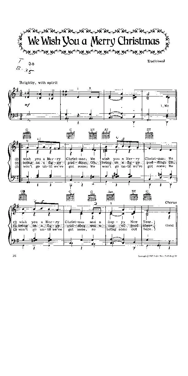télécharger la partition d'accordéon We wish you a merry Christmas (Chant de Noël) au format PDF
