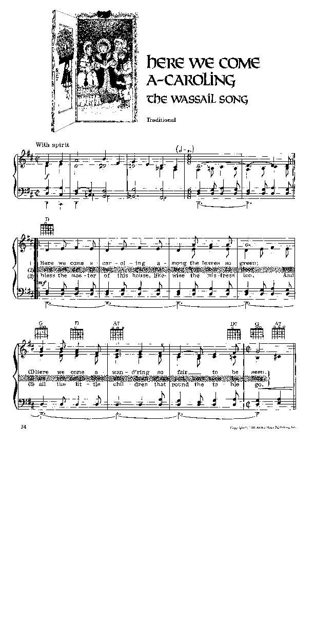 télécharger la partition d'accordéon Here we come a-coroling (The wassail son) (Chant de Noël) au format PDF