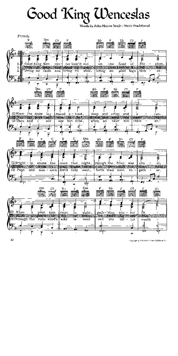 télécharger la partition d'accordéon Good King Wenceslas (Chant de Noël) au format PDF