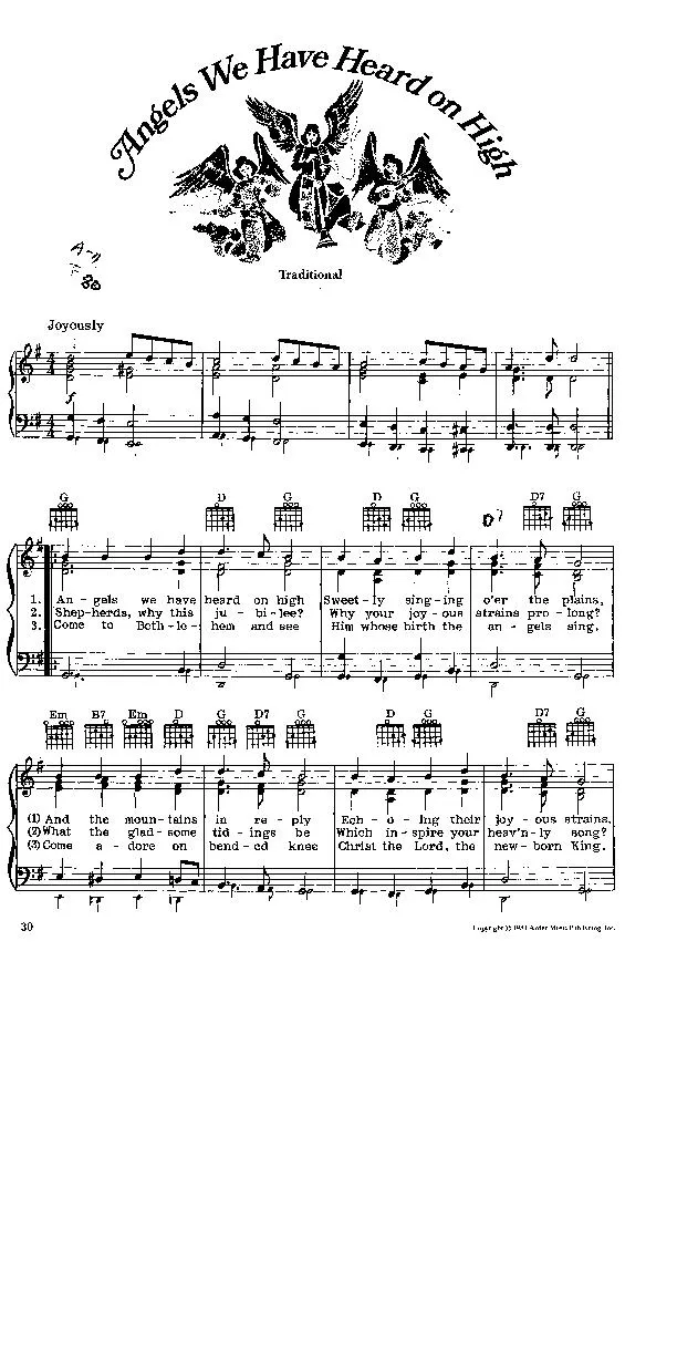 télécharger la partition d'accordéon Angels we have heard on high (Chant de Noël) au format PDF