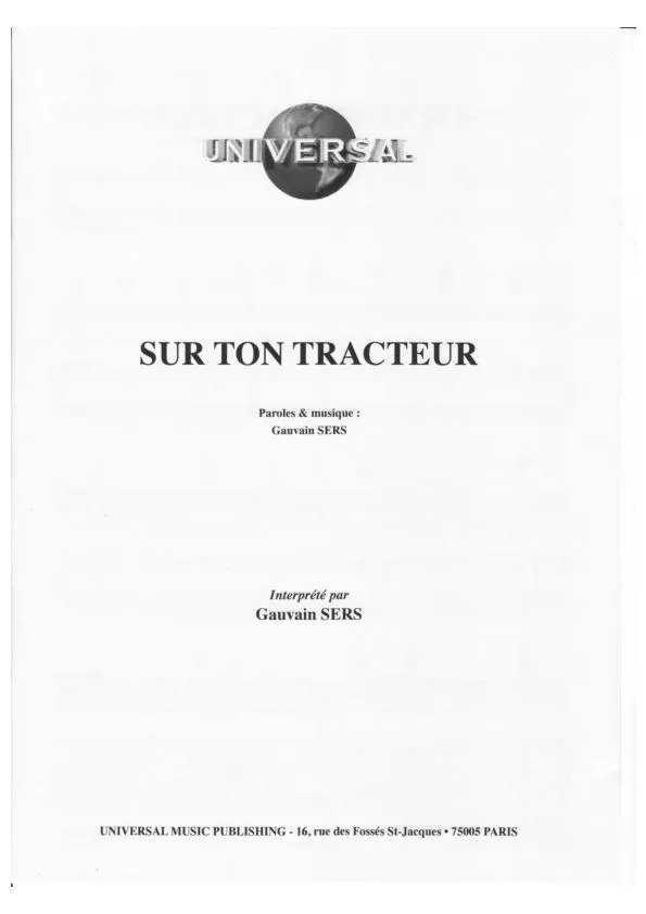 télécharger la partition d'accordéon Sur ton tracteur au format PDF
