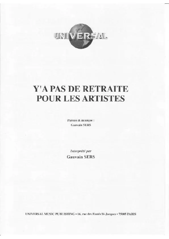 télécharger la partition d'accordéon Y'a pas de retraite pour les artistes au format PDF