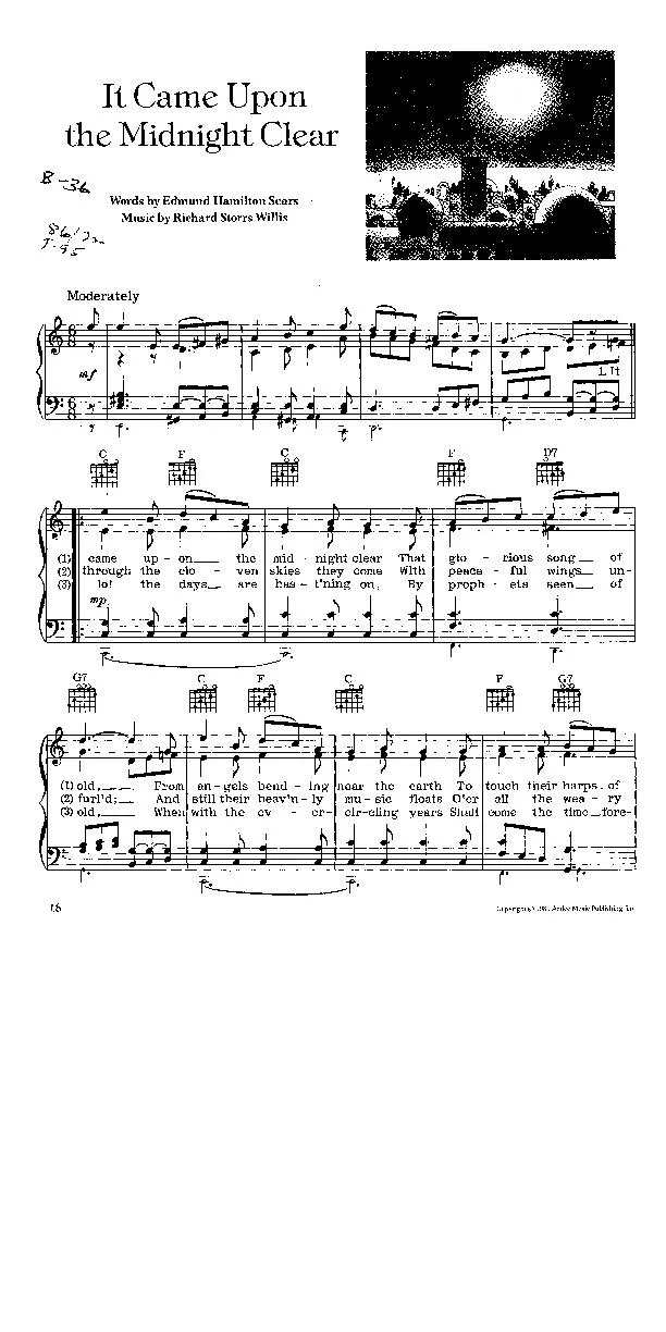 télécharger la partition d'accordéon It came upon the Midnight Clear (Chant de Noël) au format PDF