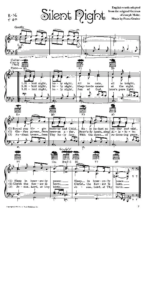 télécharger la partition d'accordéon Silent night (Chant de Noël) au format PDF