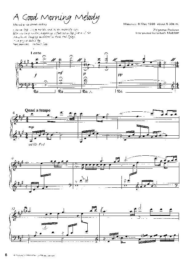 télécharger la partition d'accordéon A good morning melody (Melodia na dzien dobry)  (Arrangement : Leszek Mozdzer) (Slow) au format PDF
