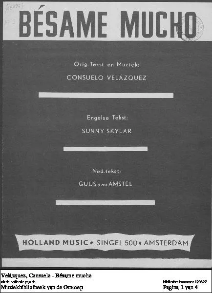 télécharger la partition d'accordéon Bésame mucho (Kus Me Toch) (Piano) au format PDF