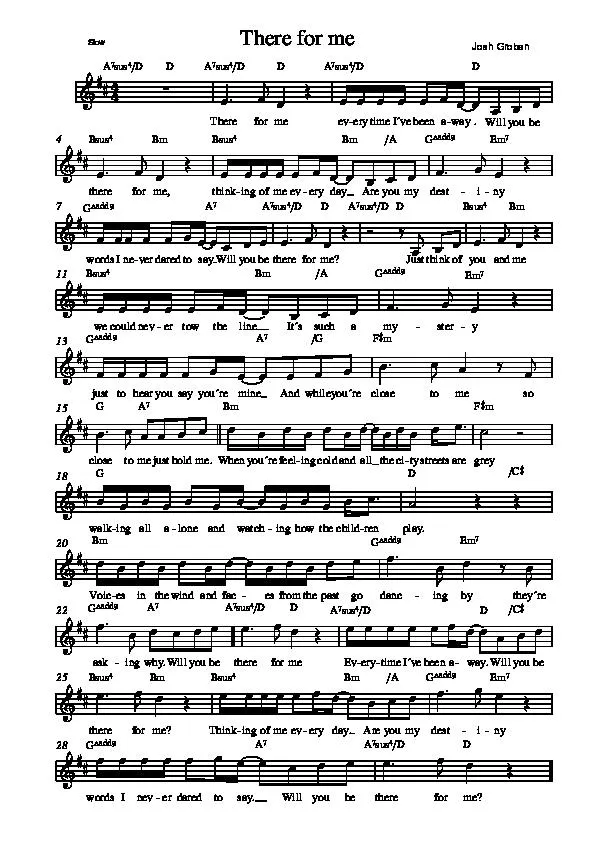 télécharger la partition d'accordéon There for me (Slow) (Relevé) au format PDF