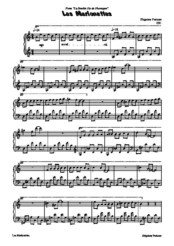 télécharger la partition d'accordéon Les Marionettes (From La Double Vie de Véronique) (Piano) au format PDF