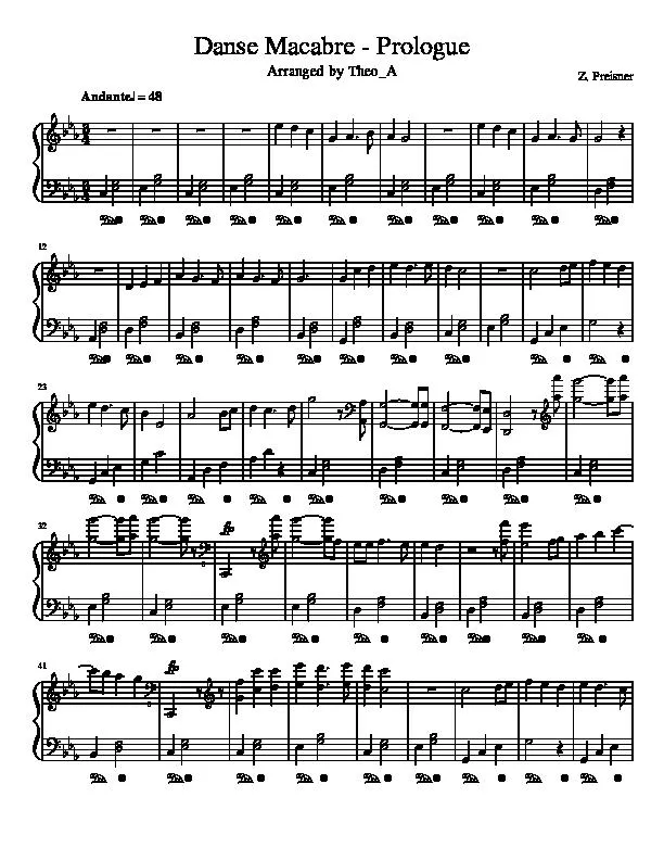 télécharger la partition d'accordéon Danse Macabre / Prologue (Arranged by : Theo A) (Piano) au format PDF