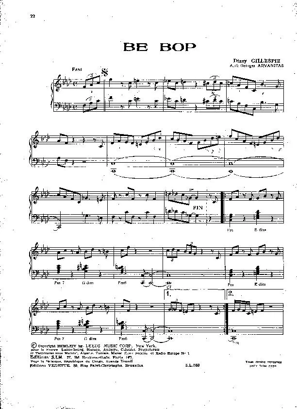 télécharger la partition d'accordéon Be Bop (Arrangement : Georges Arvanitas) (Jazz) au format PDF