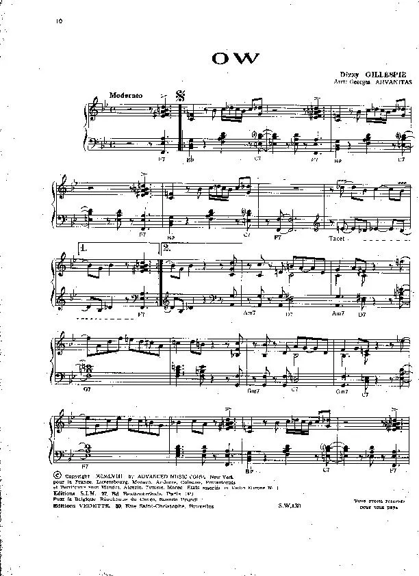 télécharger la partition d'accordéon Ow  (Arrangement : Georges Arvanitas) (Jazz) au format PDF