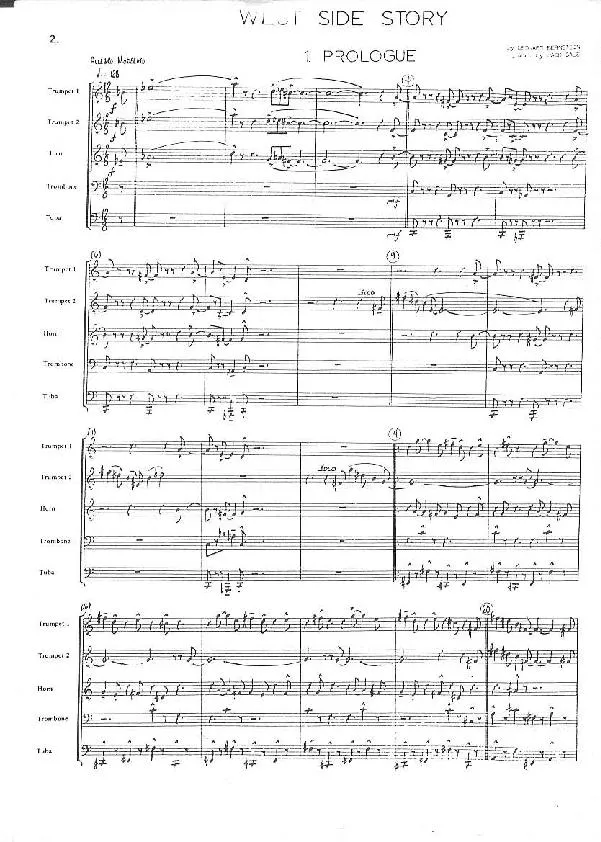 télécharger la partition d'accordéon West Side Story (Arrangement by : Jack Gale) (Quintet Brass) (Parties Cuivres) au format PDF
