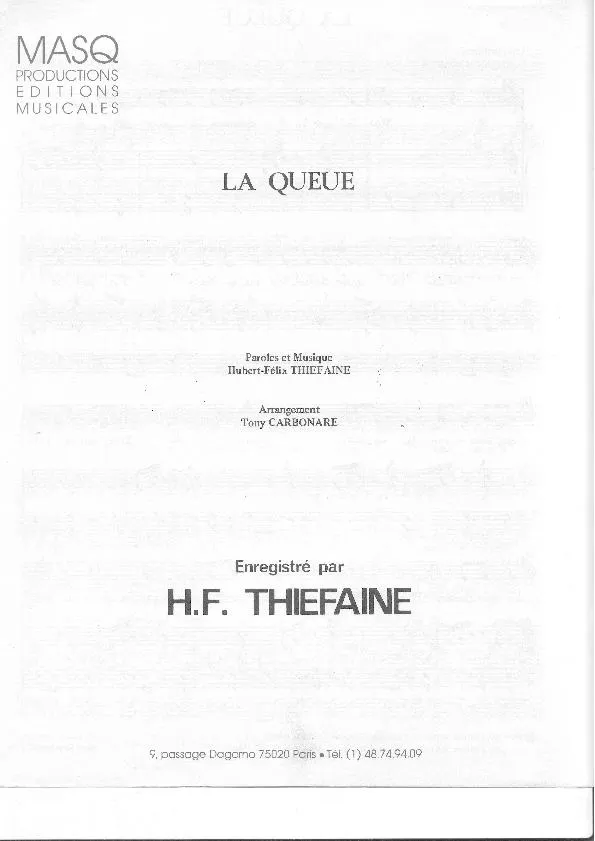 télécharger la partition d'accordéon La queue (Arrangement : Tony Carbonare) au format PDF