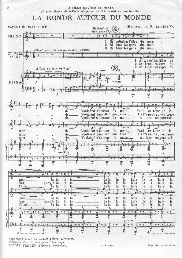 télécharger la partition d'accordéon La ronde autour du monde (Chant à 2 voix) au format PDF