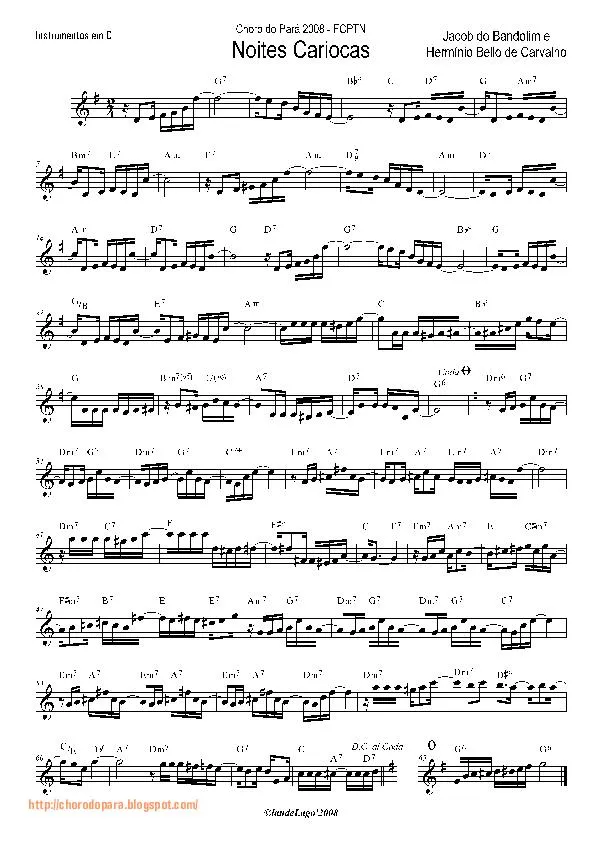 télécharger la partition d'accordéon Noites Cariocas (Instruments : C / Bb / Eb) au format PDF