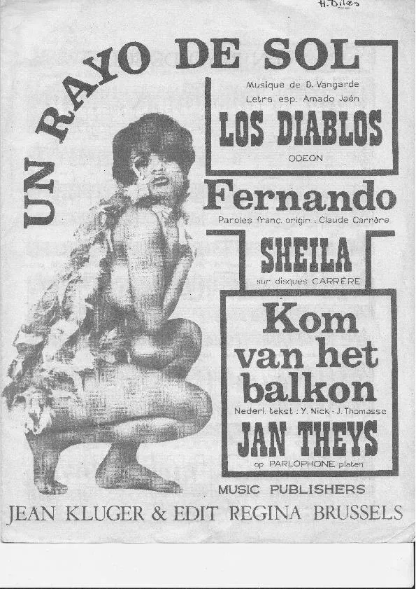 télécharger la partition d'accordéon Un rayo de sol (Kom van het balkon) (chant : Los Diablos / Sheila) au format PDF