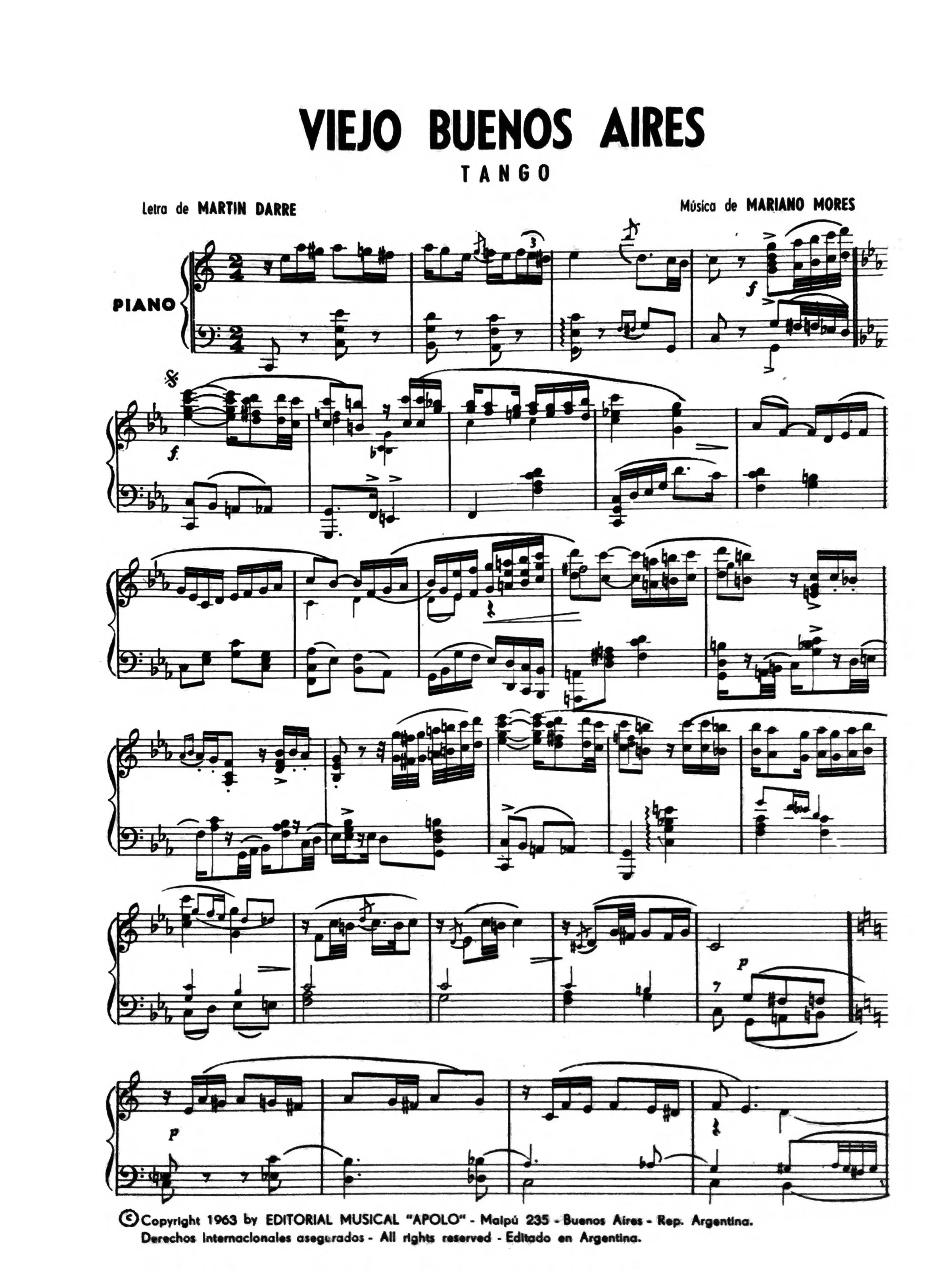 télécharger la partition d'accordéon Viejo Buenos Aires (Tango) (Piano) au format PDF