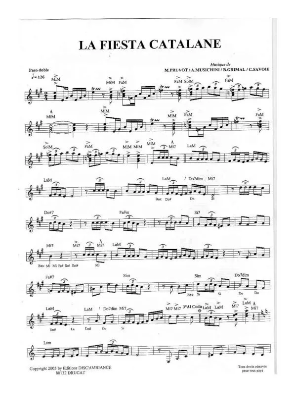 télécharger la partition d'accordéon La fiesta Catalane (Paso Doble) au format PDF