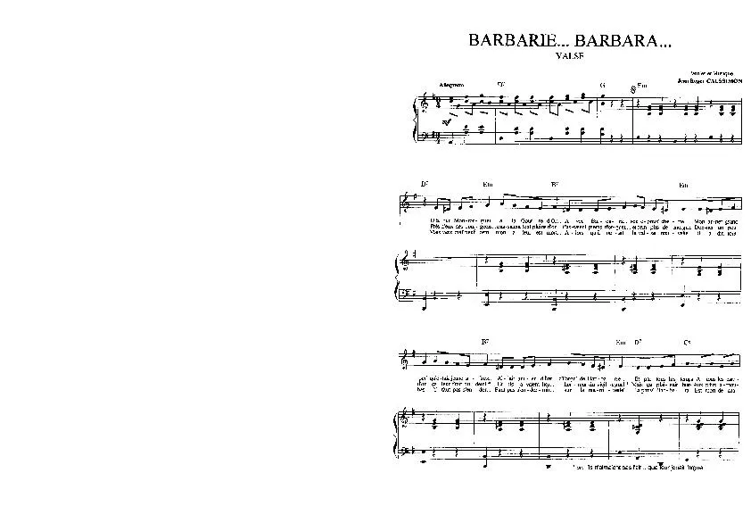 télécharger la partition d'accordéon Barbarie Barbara (Valse) au format PDF