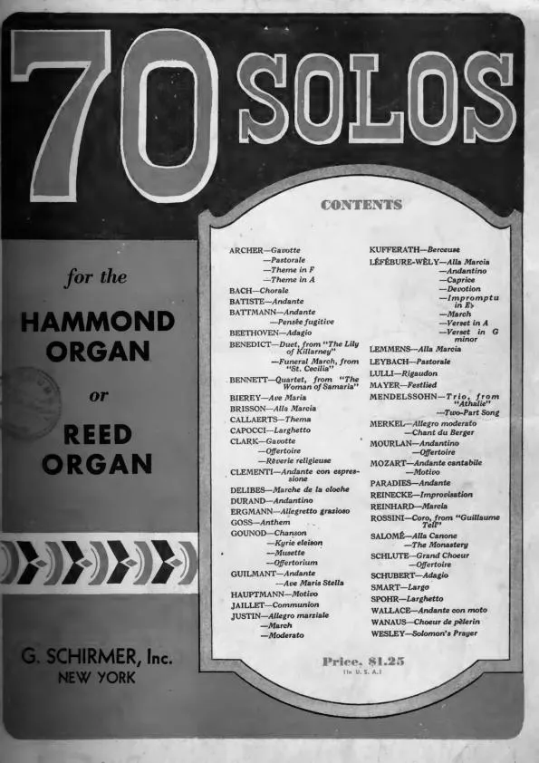 télécharger la partition d'accordéon 70 Solos for the Hammond Organ or Reed Organ (With Registrationn for Hammond Organ by : Charles Paul) au format PDF