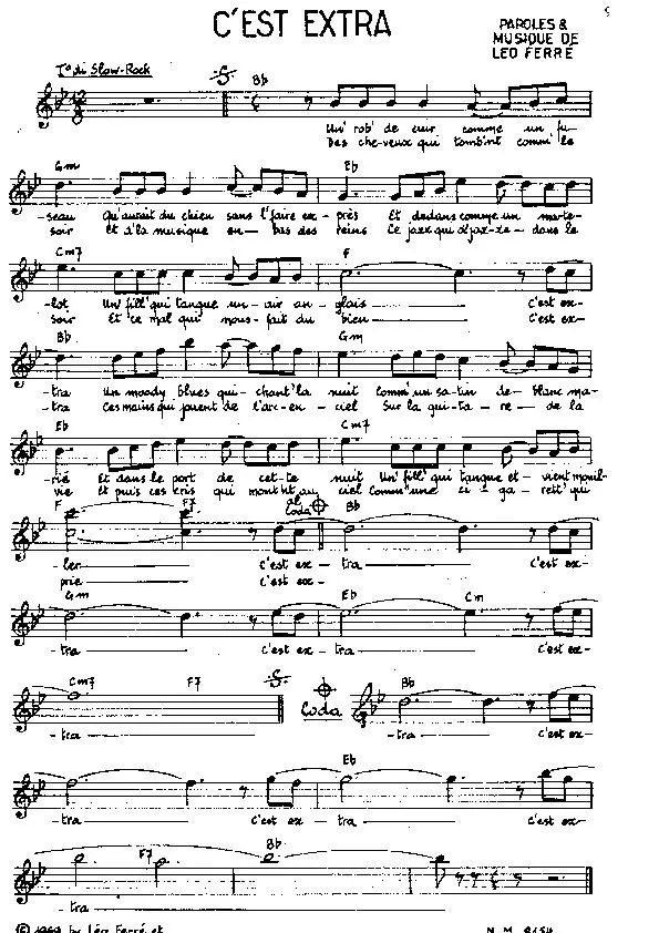 télécharger la partition d'accordéon C'est extra (Slow Rock) au format PDF
